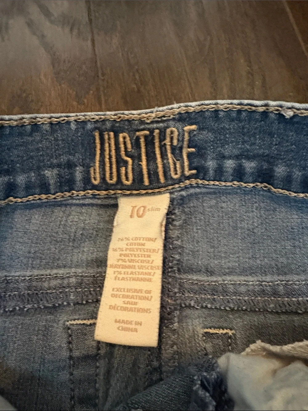 Justice Girls' Distressed Blue Denim Jeans size 10